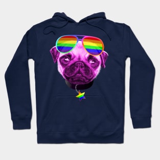 Gay Pride Pug LGBT Dog Sunglasses Hoodie